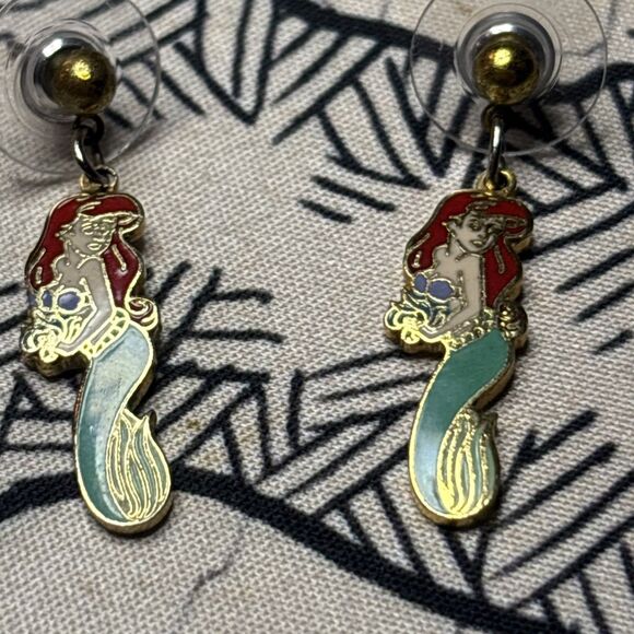 Vintage Disney Little Mermaid Ariel Post Dangle Earrings - Picture 2 of 7